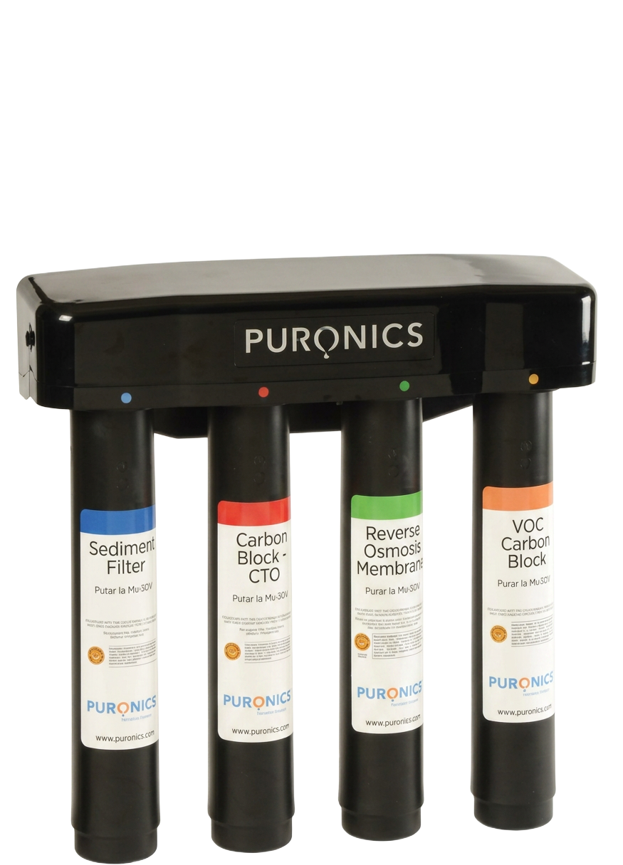 Under-sink reverse osmosis system illustration